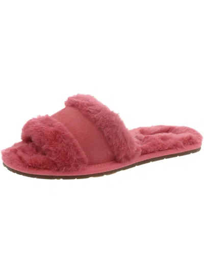 Koolaburra Milo Peep Womens Suede Faux Fur Slide Slippers In Pink
