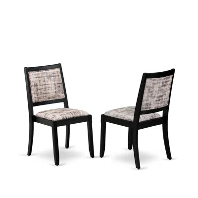 Luxe By East West Furniture Dining Room Chair With White And Gray Pattern Faux Leather And Upholstered Back
