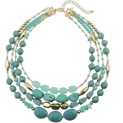 Liv Oliver 18k Plated 75.00 Ct. Tw. Turquoise Necklace In Green