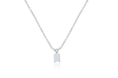 Diana M. 14kt White Gold Solitaire Diamond Pendant Featuring 0.84 Ct Clarity Enhanced Princess Cut Diamond In Silver