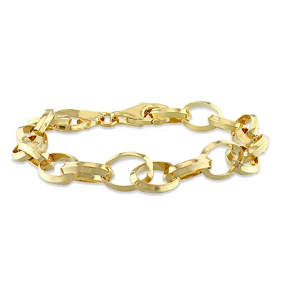 Mimi & Max Rolo Chain Bracelet In Yellow Plated Sterling Silver - 7.5 In In Gold