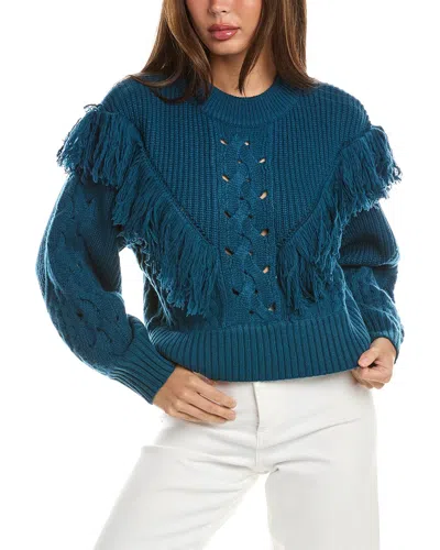 Equipment Amira Fringe Wool & Cashmere Sweater In Blue