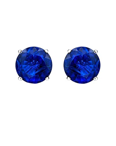 Diana M. 14kt White Gold Round Sapphire Stud Earrings Containing 0.50 Cts Tw In Blue