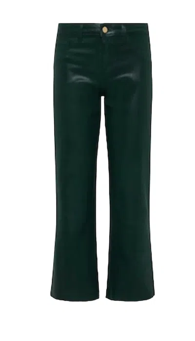 L Agence Wanda High Rise Crop Wide Leg Pant In Forest Green Coated In Multi