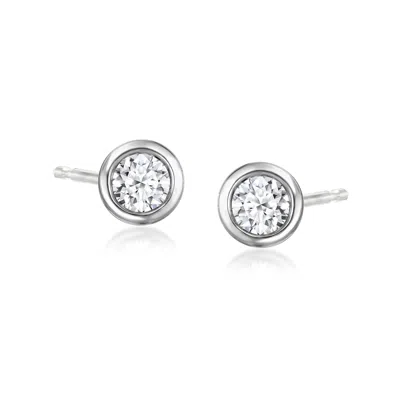 Ross-simons Bezel-set Lab-grown Diamond Stud Earrings In Sterling Silver In Silver