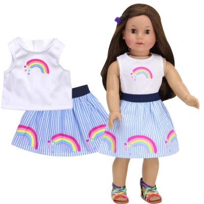 Teamson Sophia's Rainbow Shirt And Striped Skirt For 18" Dolls, Multicolor