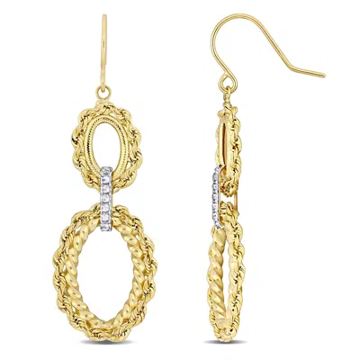 Mimi & Max Tiered Hoop Dangle Hook Earrings In 14k Yellow Gold With White Gold Accents In Gold