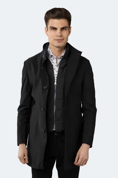 Luchiano Visconti Black Outerwear Long Coat In Green