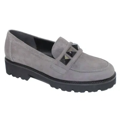 Gabor Studded Loafer In Soil In Grey