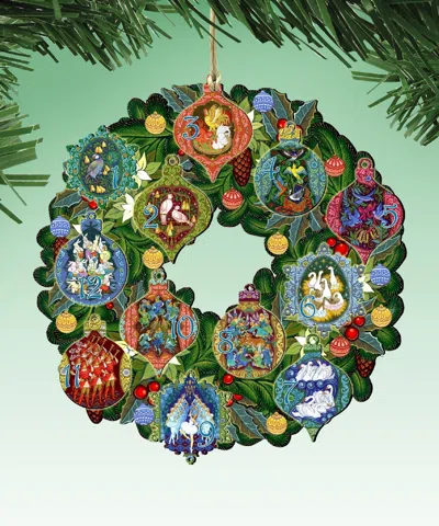 Designocracy 12 Days Of Christmas Wreath Wood Ornam G. Debrekht Holiday