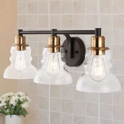 Jonathan Y Manhattan Vintage 25.5" 3-light Metal/glass Industrial Rustic Led Vanity