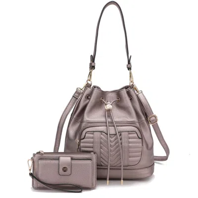 Mkf Collection By Mia K Ryder Vegan Leather Women's Shoulder Bag With Wallet - 2 Pieces In Purple
