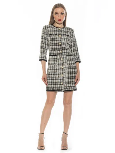 Alexia Admor Kairo Button Front Tweed Sheath Dress In Beige