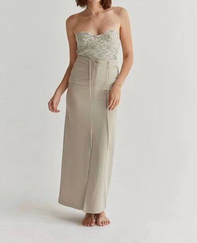 Crescent Jayda Tencel Blend Maxi Skirt In Beige