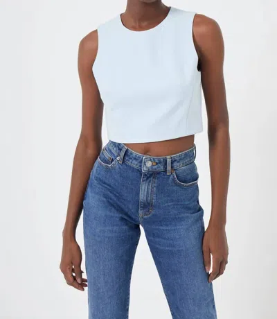 French Connection Whisper Sleeveless Crop Top In Light Dream Blue In Blue