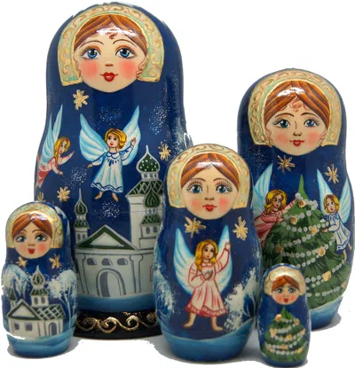 G. Debrekht Designocracy Guardian Angels 5-piece Russian Matryoshka Stacking Dolls Set