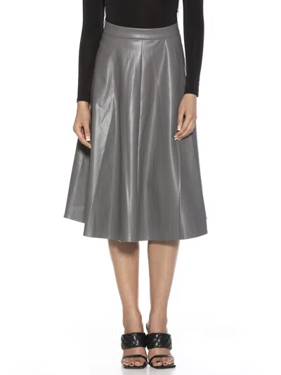 Alexia Admor Pleather Midi Skirt In Silver