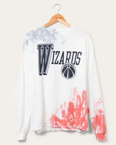 Junk Food Clothing Nba Washington Wizards Tie Dye Flea Market Long Sleeve Tee In White