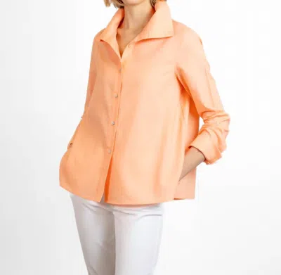 Bylyse Wide Collar Linen Blouse In Cantaloupe In Pink