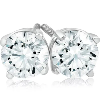 Pompeii3 1 Ct Diamond Studs With Screw Backs 14k White Gold In Silver