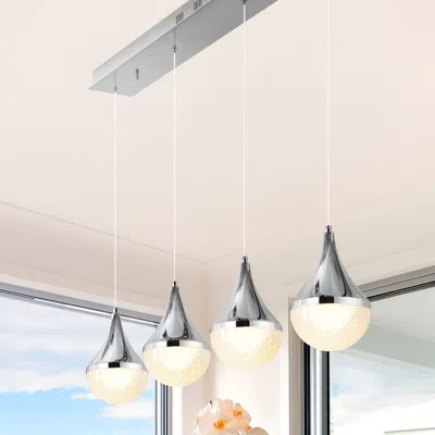Jonathan Y Elena Teardrop 47" 4-light Modern Mid-century Iron/acrylic Integrated Linear Led Pendant