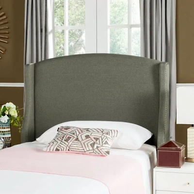 Safavieh Austin Grey Winged Linen Headboard Silver Nail Heads