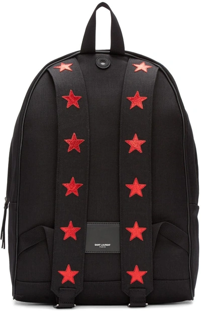 Shop Saint Laurent Black Canvas Stars Backpack