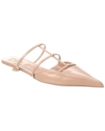 Valentino Smooth Leather Rockstud Wispy Mules In Beige