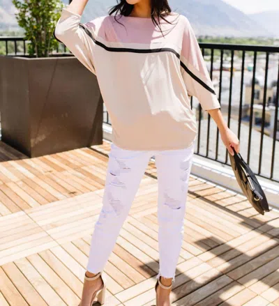 Ninexis Coraline Colorblock Top In Mauve In White