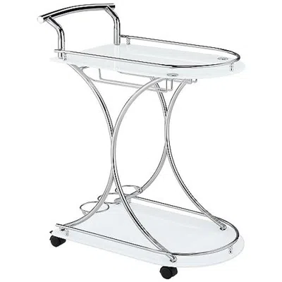 Coaster Elfman 2-shelve Serving Cart Chrome And White