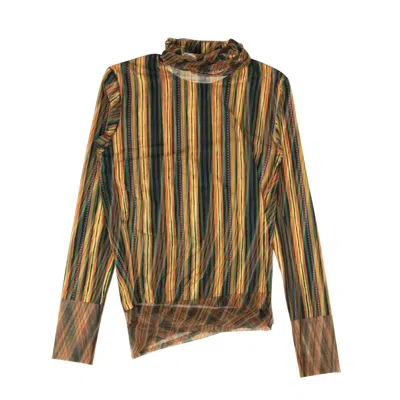Y/project Exclusive Printed Mesh Turtleneck - Orange/multi In Orange