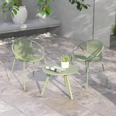 Hivvago All Weather Pp Patio Conversation Set With Round Coffee Table And 2 Chairs-green