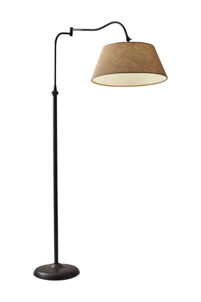 Homezia 61" Bronze Arched Floor Lamp With Brown Empire Shade