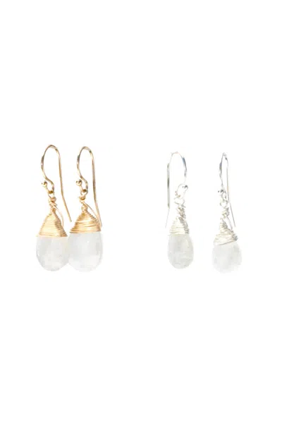 A Blonde And Her Bag Jill Short Drop Earring In Rainbow Moonstone In Silver