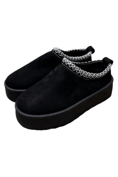 La Shoe King Women's Comfy All Day Fuzzy Slipper In Black In Black
