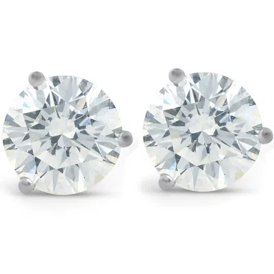 Pompeii3 4 Ct Diamond Martini Screw Back Studs 14k White Gold Enhanced In Silver