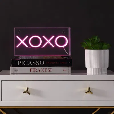 Jonathan Y Xoxo 11.75" Contemporary Glam Acrylic Box Usb Operated Led Neon Light