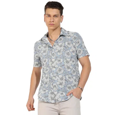 Campus Sutra Botanical Print Shirt In Grey