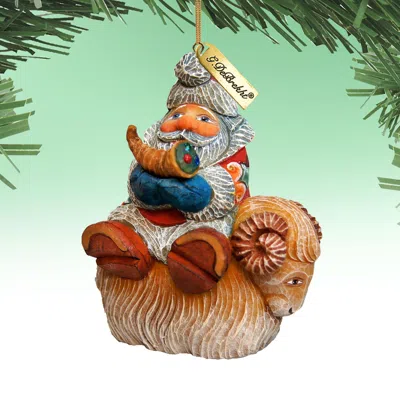 G. Debrekht Designocracy Santa On Sheep Handpainted Ornament