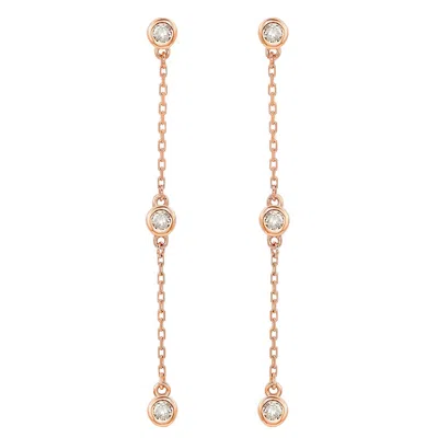 Suzy Levian 14k Rose Gold 0.40 Ct. Tw. Diamond Station Earrings In Gold