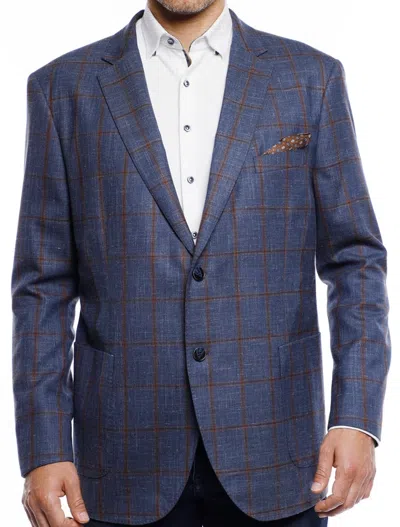Luchiano Visconti Blue With Brown And Tan Plaid In Blue