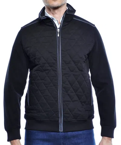 Luchiano Visconti Black Jacket With Quilted Front (tall) In Blue