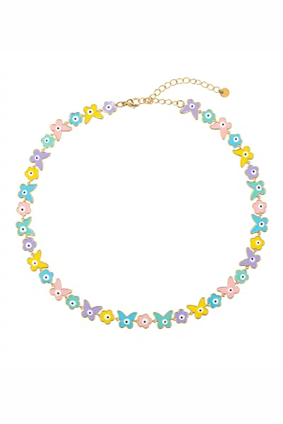 Eye Candy La The Luxe Collection Pastel Butterfly Necklace In Blue