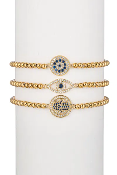 Eye Candy La Luca Titanium Cz 3pc Stretch Bracelet Set In Blue