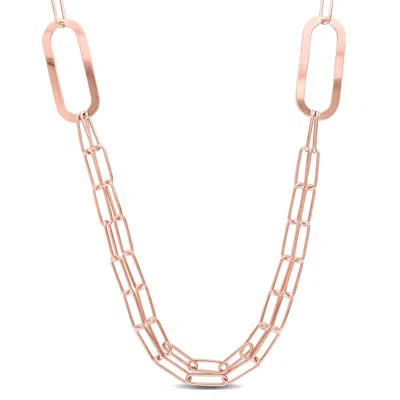 Mimi & Max Paperclip Chain Necklace In Rose Plated Sterling Silver - 37 In In Gold