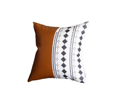 Homezia 17" Brown And White Faux Leather Throw Pillow Cover