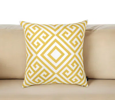 Homezia 18" Yellow And White Greek Key Throw Pillow Cover