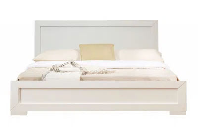 Homezia White Wood Queen Platform Bed