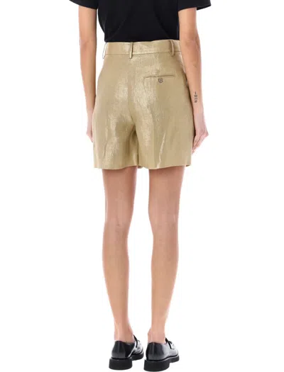 Shop Ralph Lauren Beverleigh Foiled Linen Short In Gold