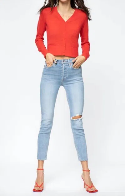 Re/done 90's High Rise Crop In Worn Bright Blue In Blue